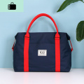 小行李包女短途旅行包男韩版帆布迷你轻便手提行李袋简约旅游包潮NEWLAKE 蓝底红带小