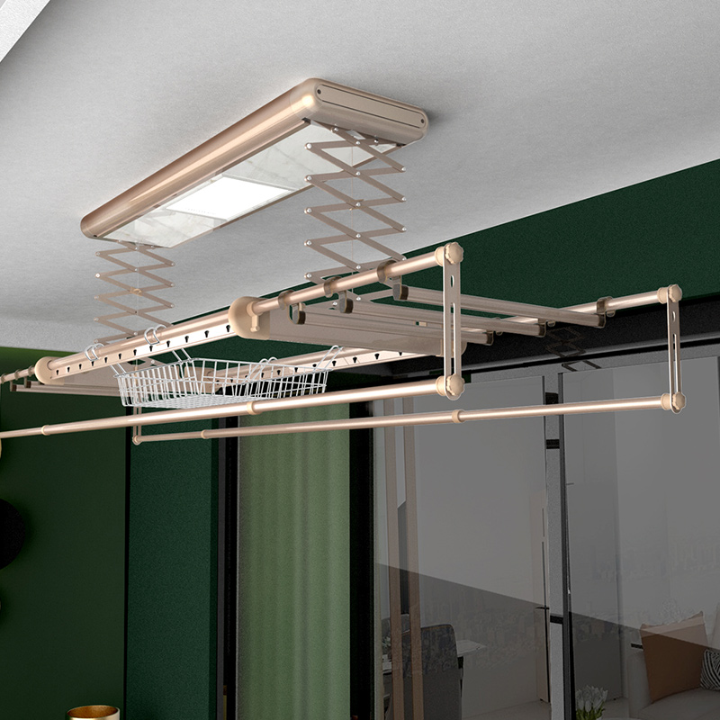 盼盼电动晾衣架升降晾衣架移动横杆晒篮阳台智能遥控自动顶装伸缩晒衣