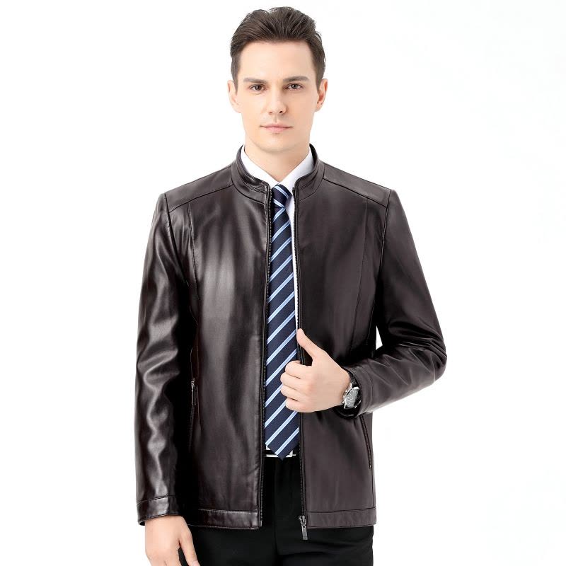 免费试穿掉皮包换海宁真皮皮衣男式皮衣机车皮加绒皮夹克绵羊皮立领外套真皮夹克男品牌外套男商务休闲大码外套正品图片