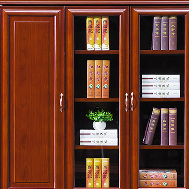 臻远ZY051425木质文件柜油漆贴木皮资料柜书柜 三门高清大图