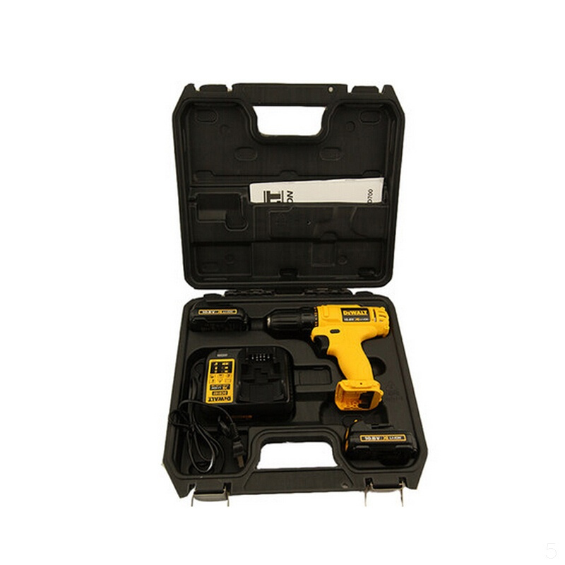 得伟(DEWALT)订制10.8V 经济型锂电充电式电钻起子 2x1.3Ah电池套装 电钻工具箱 DCD700CK2