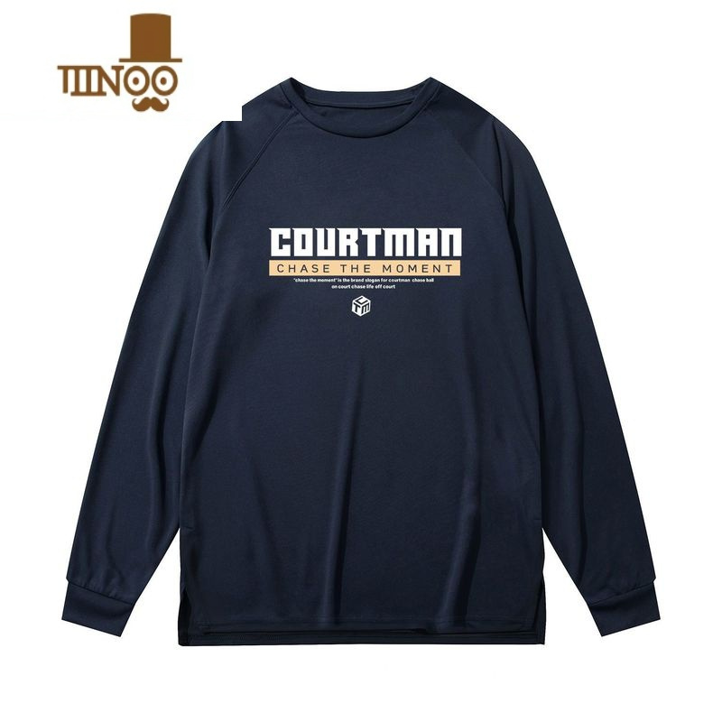 YANXU野球帝长袖篮球服开叉收口t恤男速干排汗运动球衣服宽松训练春季