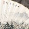 9寸乌木柄手绘山水白纸扇男中国风礼品工艺扇子鸡翅木折扇