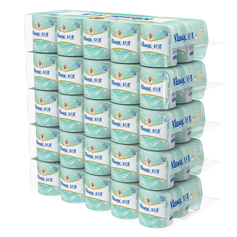 舒洁(Kleenex)绿茶洋甘菊印花卫生纸清香有芯3层10粒*5提卷纸厕纸50粒 家庭装高清大图