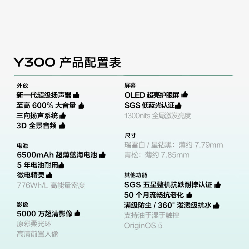 vivo Y300 星钻黑 12G+512G 5G全网通手机(线下)