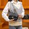 香港代购小ck包包女2021新款潮小香风真皮方胖子菱格链条斜挎小包 [方胖子G扣]黑色 带金珠