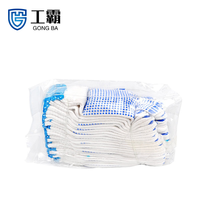 工霸(GONGBA)点塑手套 点胶点珠防滑耐磨劳保手套 100副/包 1包