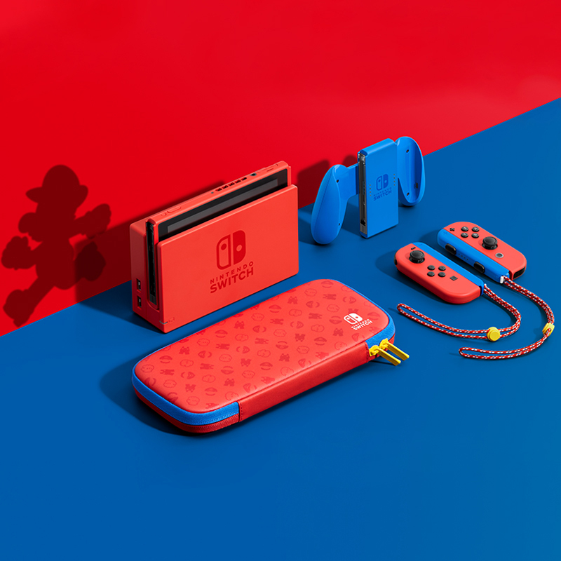 任天堂 Nintendo Switch马力欧限定版主机+舞力全开实体卡 续航增强版 家用游戏机