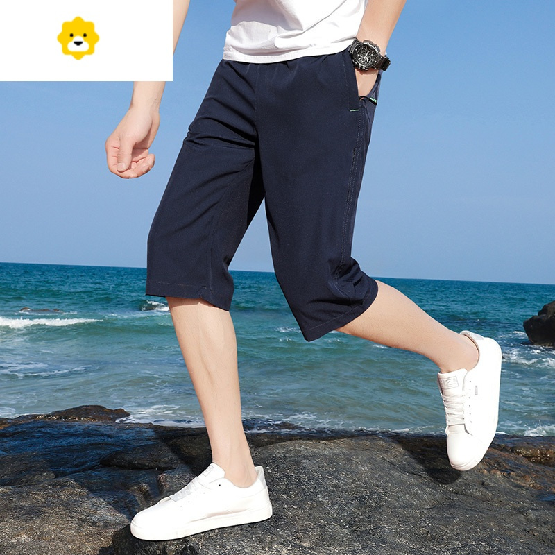 fishbasket七分裤男季宽松冰丝外穿休闲运动潮流天马裤大码男士短裤速