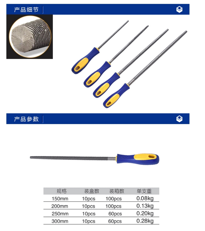力世工具 精品中纹圆锉 锉刀 6“(150mm)1把高清大图