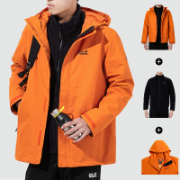 Jack wolfskin狼爪夹克男户外防水保暖抓绒内胆三合一可拆卸两件套西藏登山服