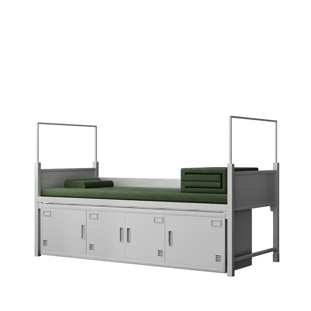 富路达加厚单人床钢制宿舍士官铁床加厚内务单人床带床下柜 13款高清大图