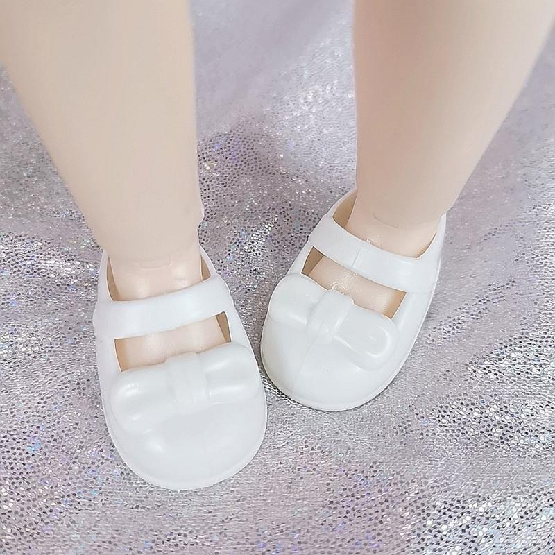 30厘米芭比娃娃帆布鞋平底鞋12寸6分bjd娃娃绑带帆布鞋换装鞋配件白色