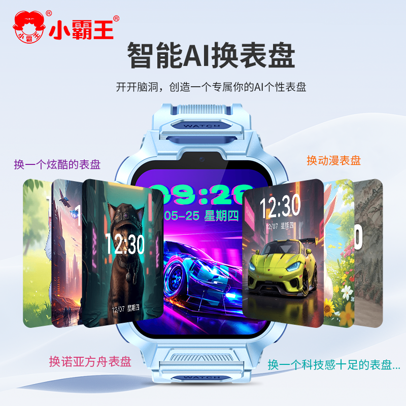 小霸王SUBOR儿童智能电话手表Y01全网通大屏双摄视频通话定位学习拍照男女孩小学生 蓝色高清大图
