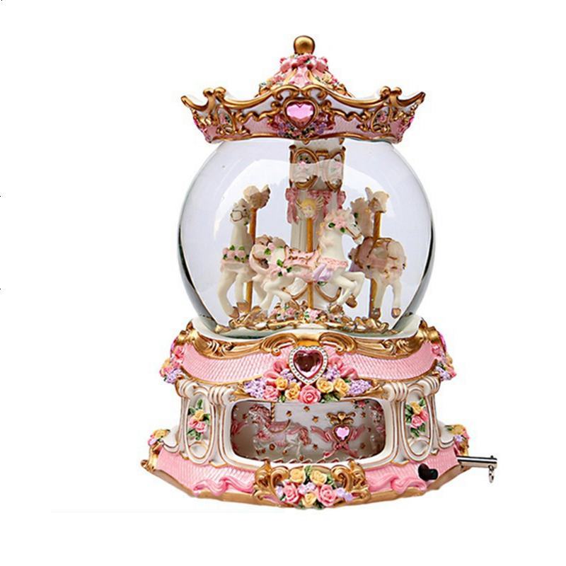 音乐盒八音盒小女孩女童生日礼物快乐少女童公主结婚旋转木马新年