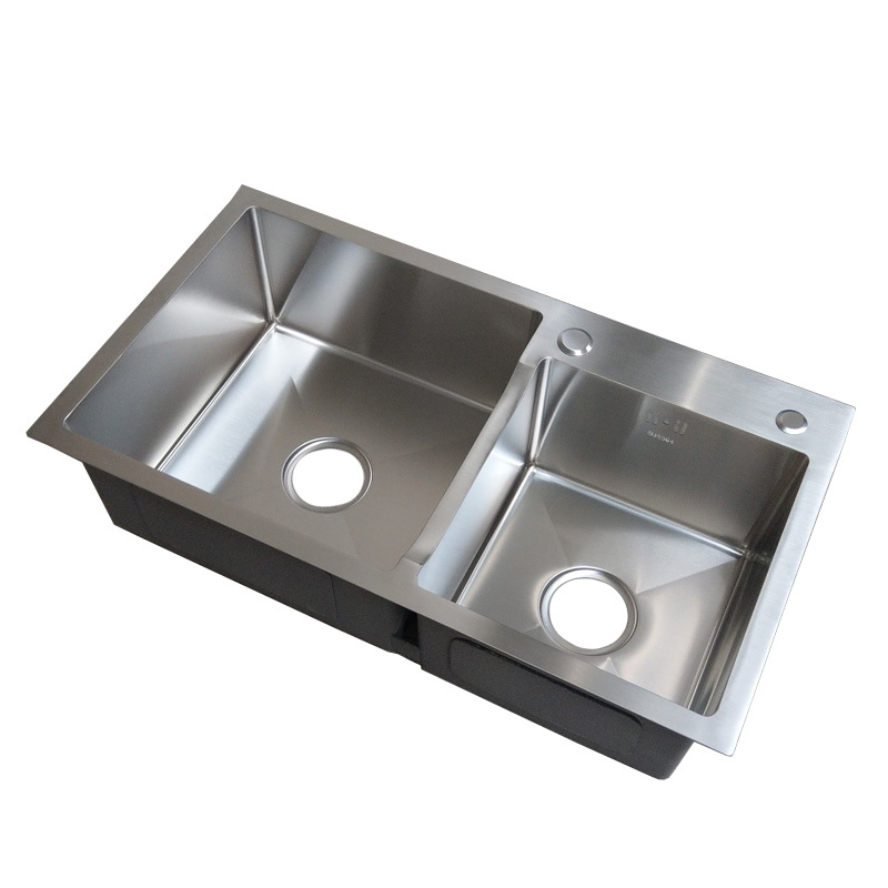 cdbm惜度304不锈钢手工水槽双槽厨盆水槽洗菜盆拉丝双槽多个规格套装