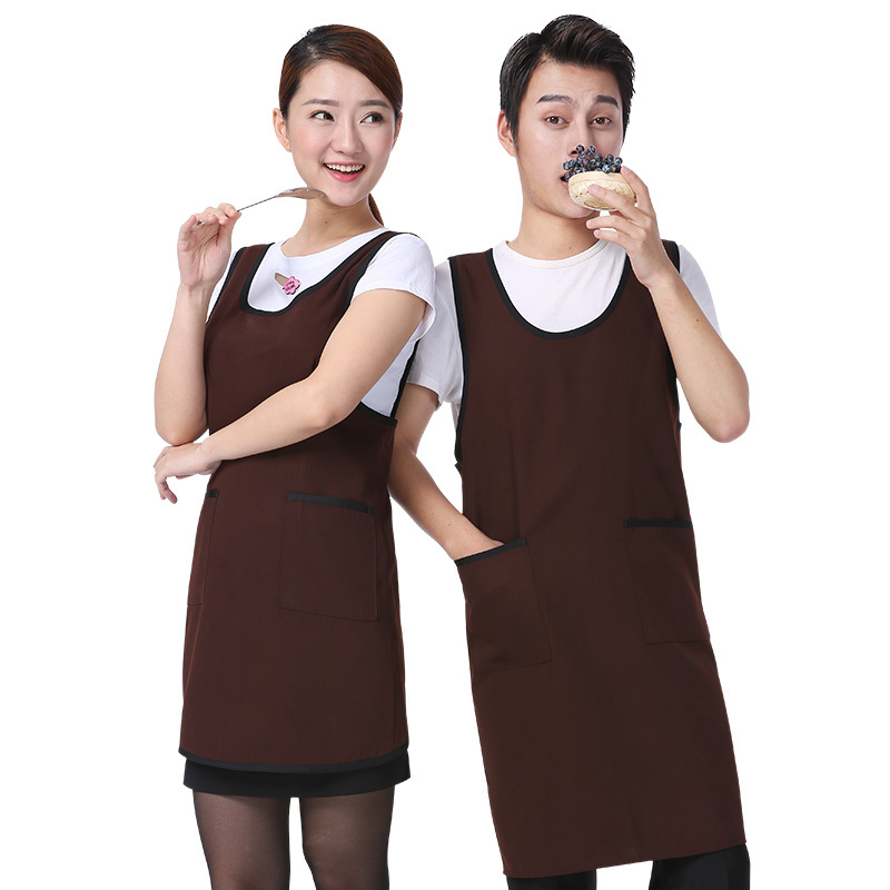 家柏饰(CORATED)七之莲成人围裙韩版时尚厨房餐厅奶茶店咖啡厅市工作服围裙定制