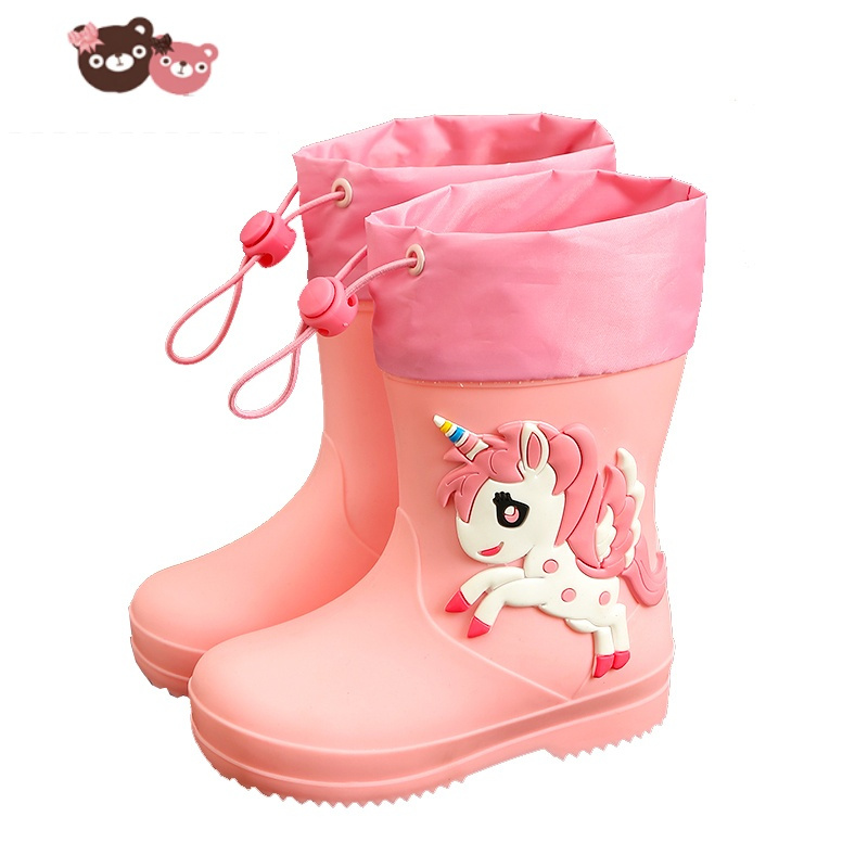 绿彩虹光女童雨鞋防滑幼儿园小童宝宝小孩防水女款儿童雨靴小学生女孩