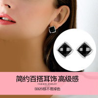 佰色传情纯银耳饰复古耳钉女港风气质耳环简约百搭耳饰高级感