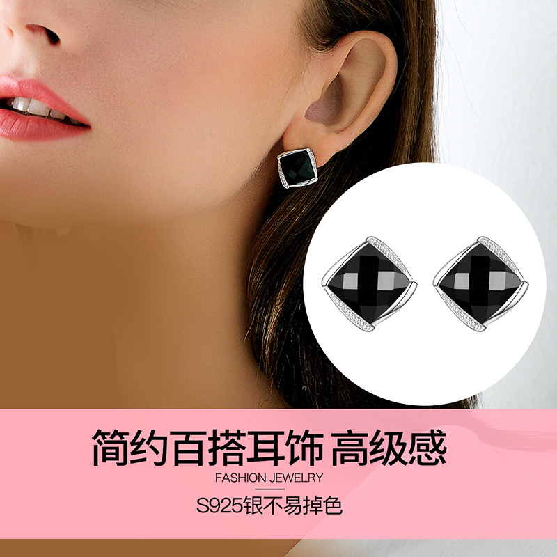 佰色传情纯银耳饰复古耳钉女港风气质耳环简约百搭耳饰高级感