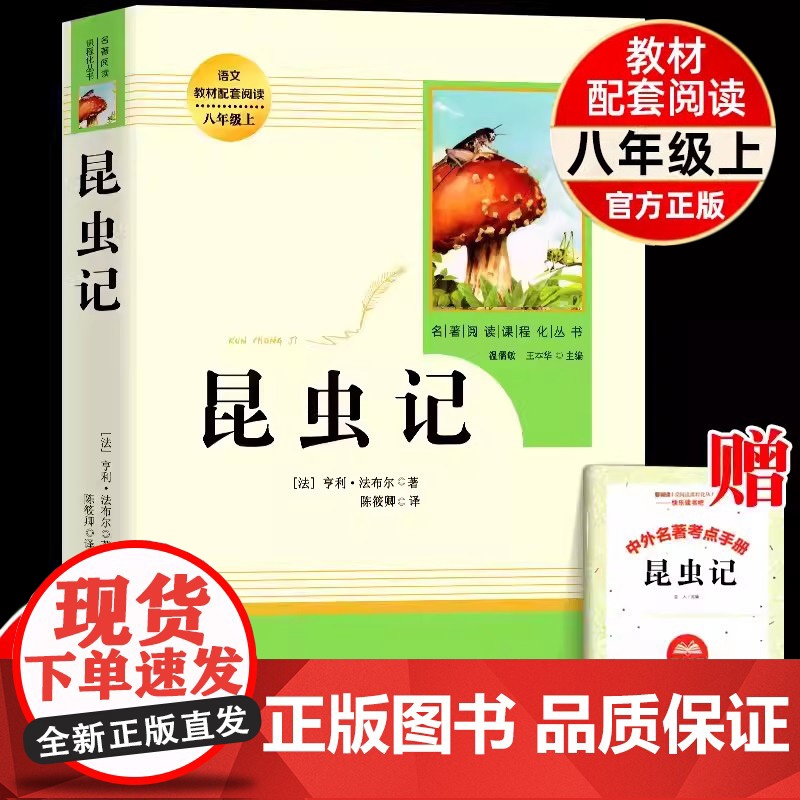 昆虫记八年级上册必读课外书人教版法布尔正版原著全集完整版语文教材配套初二中学生课外书8年级上册名著老师人民教育出版社高清大图
