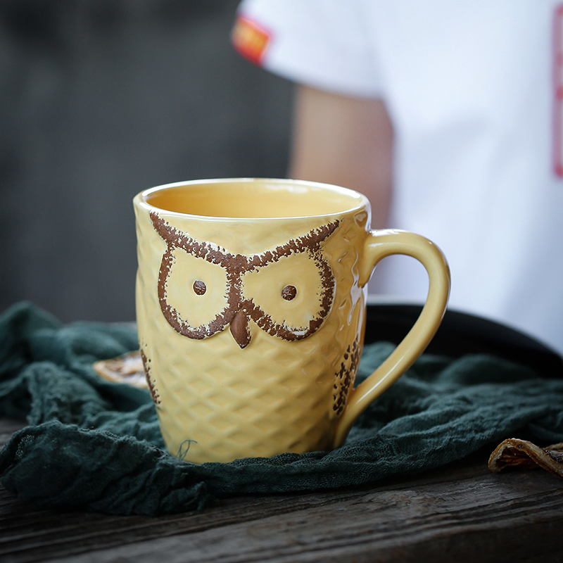 苏氏陶瓷 SUSHI CERAMICS 神秘猫头鹰简约陶瓷杯水杯牛奶杯马克杯咖啡杯办公杯（高温瓷-健康釉）高清大图