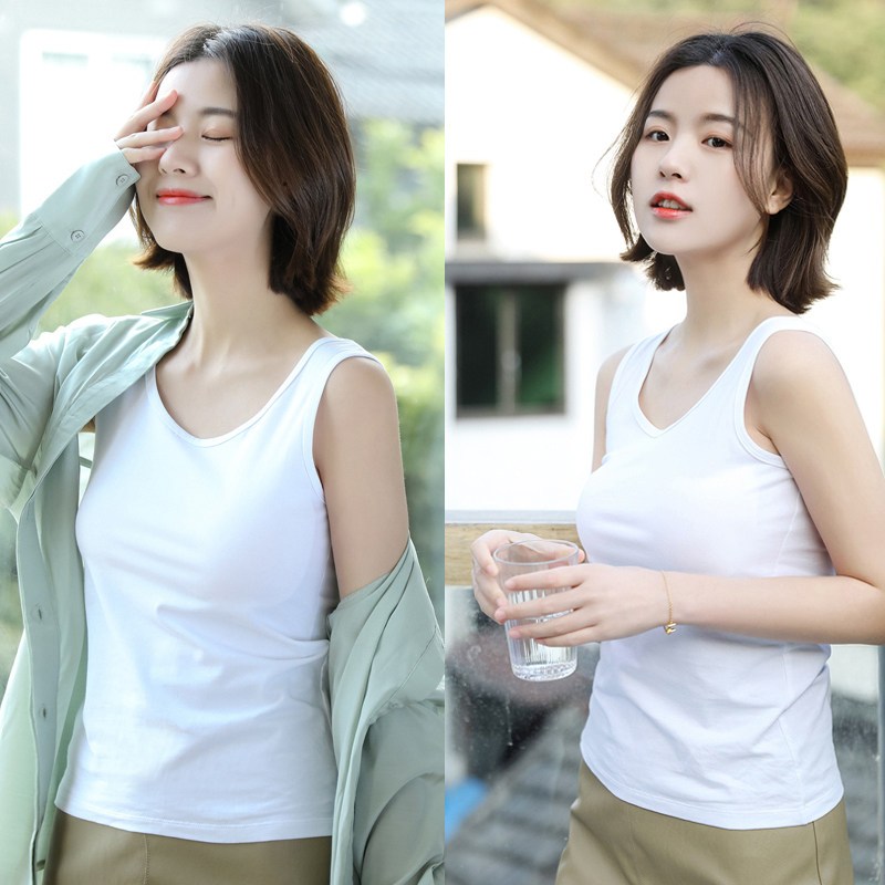 恒源祥吊带背心女黑色百搭内穿无袖上衣小打底衫白色春夏内搭外穿视频