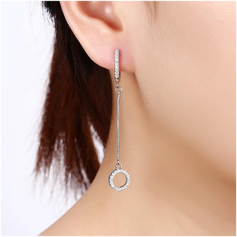 E076 Silver Earrings 925纯银耳环日韩耳钉女气质长款简约防过敏送女朋友七夕情人节礼物