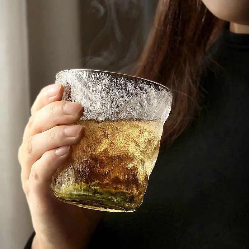 苏宁宜品 冰川玻璃杯家用日式水杯男早餐杯ins风啤酒杯子果汁咖啡杯泡茶杯
