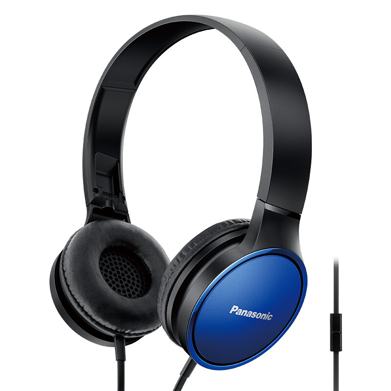 松下(Panasonic) RP-HF300M 立体声通话耳机头戴线控耳麦折叠设计 蓝色