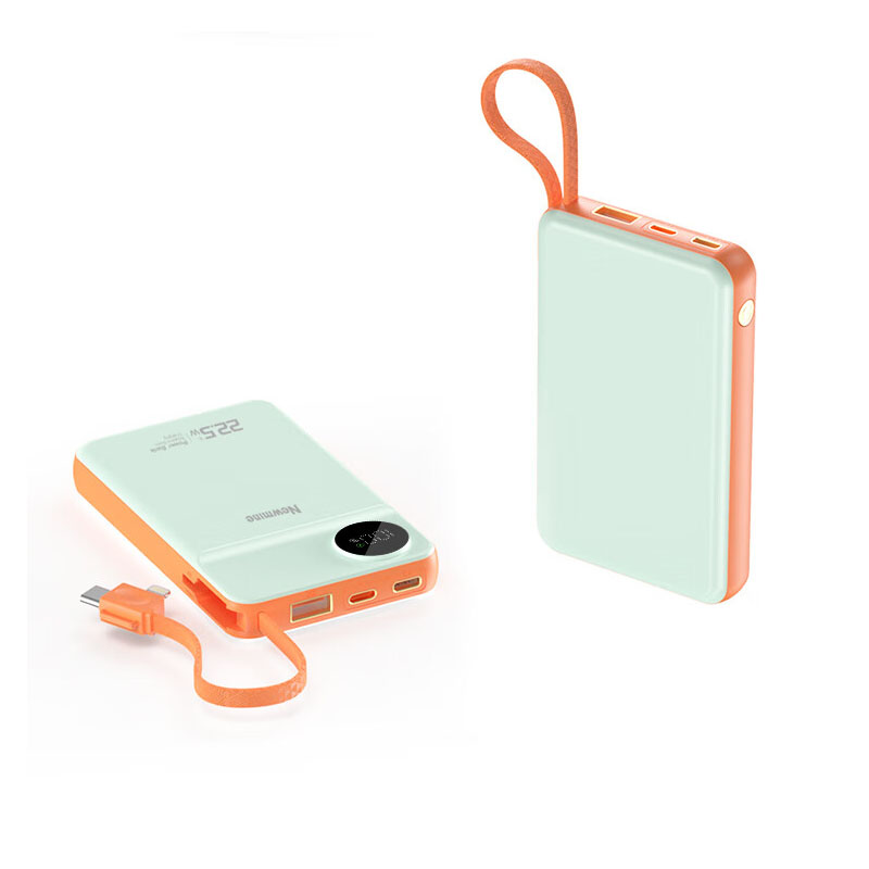 纽曼 移动电源1万毫安22.5W快充自带线 AL25精简版 青色