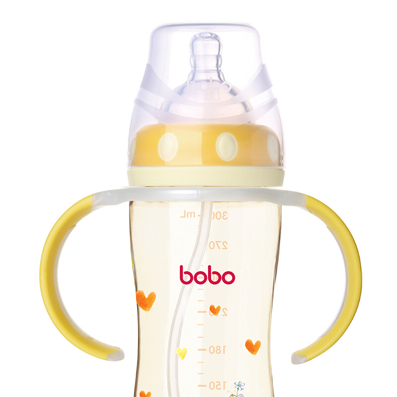 乐儿宝(bobo)PPSU宽口径奶瓶300毫升(黄色)12个月以上