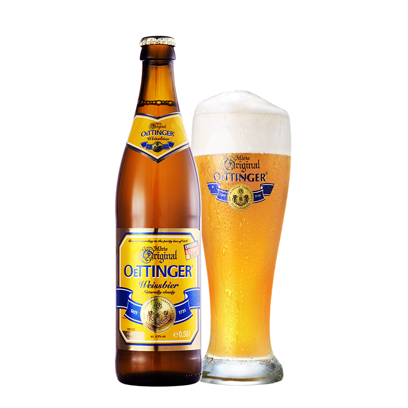 德国原装进口奥丁格(OETTINGER)自然浑浊型小麦白啤酒500ML(12瓶/箱)