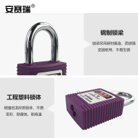 安赛瑞 520080工程安全短梁挂锁 工业安全挂锁 25*6mm 隔离设备检修挂牌锁 不通开型 紫色