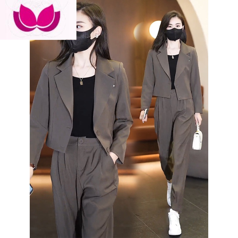 七斓职业套装休闲时尚女士2023新款小西装套装小个子穿搭一整套高清大图
