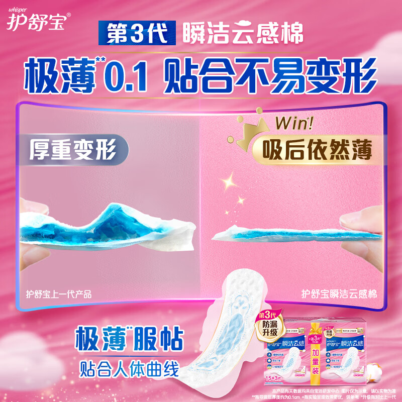 护舒宝云感棉极薄日用10片240mm(盒装) 80684707 3包起送高清大图