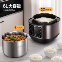 美的(Midea)电压力锅MY-C640G精钢0涂层厚釜压力锅6L双胆大容量家用高压锅智能煲汤煮饭多功能电饭煲