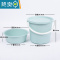 敬平盆桶6件套宿舍学生桶盆家用带盖塑料水桶脸盆洗漱用品套装洗衣桶 北欧蓝 桶+盆+盖3件套