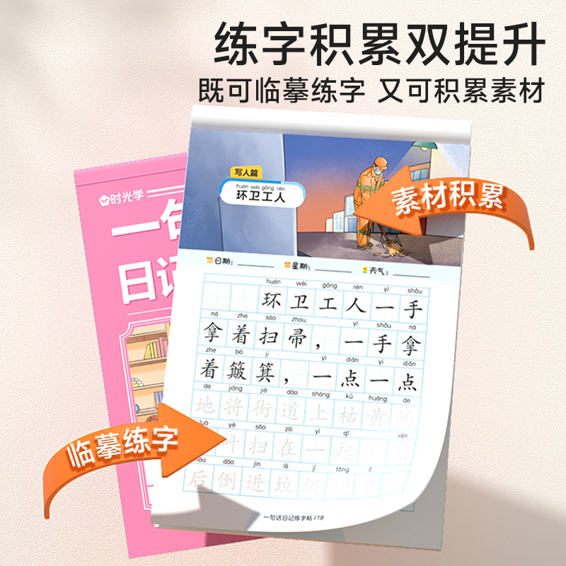 [时光学]一句话日记练字帖(全4册) [正版]时光学小学生一句话日记练字帖一二三四五六年级看图写话专项训练字帖每日一练语