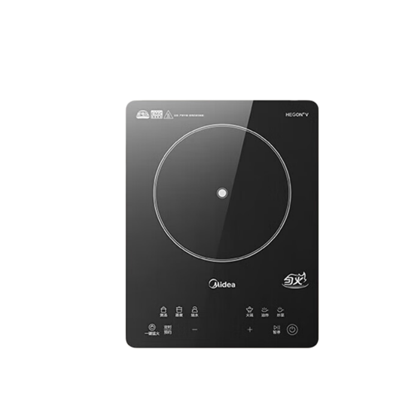 美的 (Midea) MC-22RB20 2200W大功率电磁灶带锅套装炒锅汤锅一键爆炒 触控面板电池炉大火力