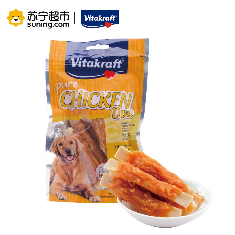 Vitakraft 犬用鸡肉鳕鱼卷狗零食宠物零食80g