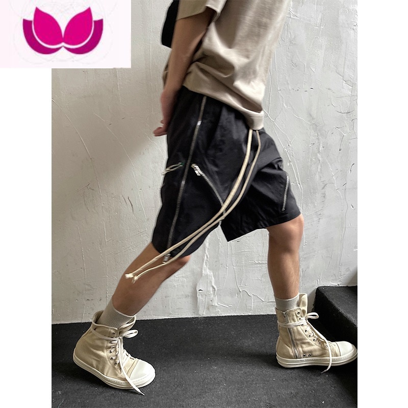 七斓高街vibe风暗黑拉链短裤男潮牌裤子夏季薄款设计感美式宽松五分裤