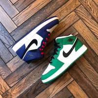 耐克 Air Jordan 1 mid aj1 鸳鸯拼接 美国队长 伦纳德中帮休闲运动 男士篮球鞋