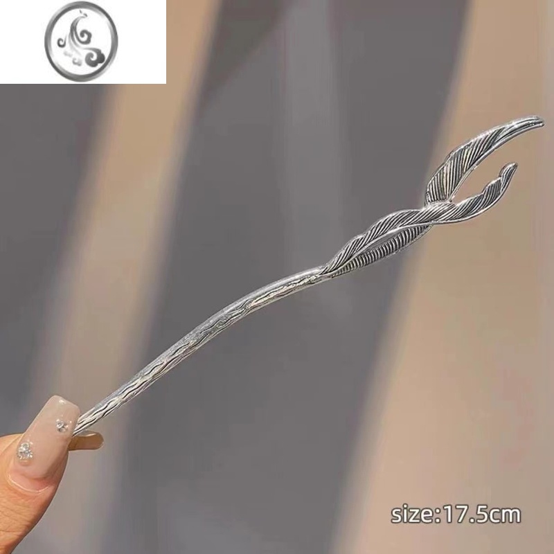 JiMi复古国风银银鱼尾发簪子女简约现代高级感小众发饰新中式古风发钗 银色鱼尾发簪