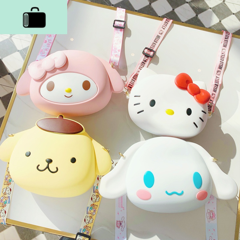 日韩女包新款学生可爱卡通零钱包情侣少女斜挎背包潮牌儿童粉包包NEW LAKE 大号美乐蒂+有图案长绳子+金链