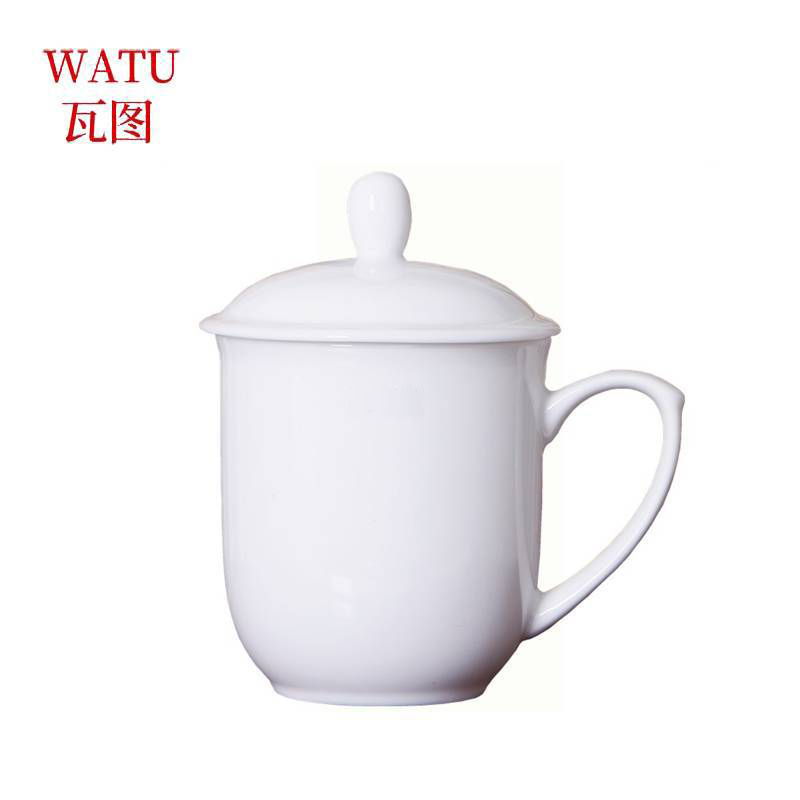 瓦图 纯白陶瓷杯骨瓷茶杯 380ml 1个装高清大图