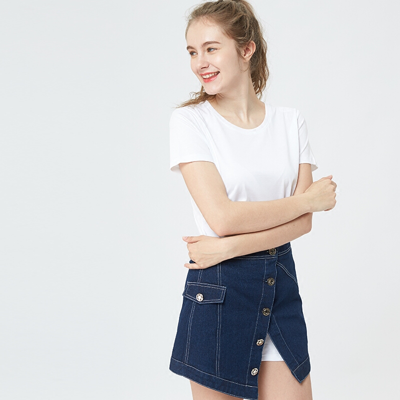 中长款t恤女长款夏季白色短袖包臀宽松丝光棉上衣打底白t恤衫