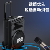 索爱户外广场舞音响跳舞大音量家用蓝牙音箱便携移动户外式户外室外演出手提抖音同款门店促销拉杆播放器SA-F11【双咪版】