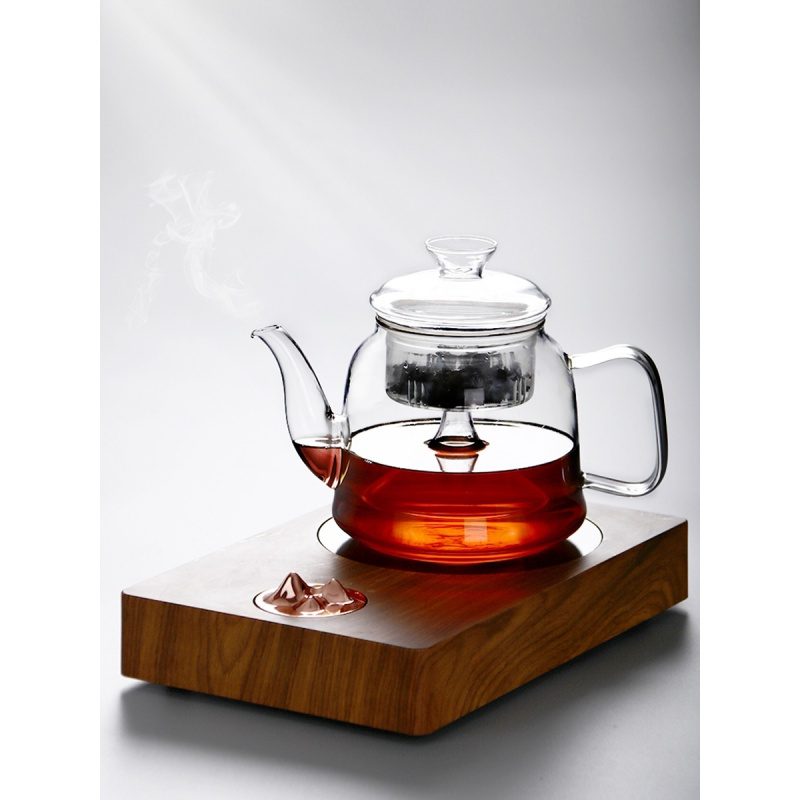 电陶炉玻璃茶壶蒸汽煮茶器黑茶耐高温蒸茶壶烧水电陶炉