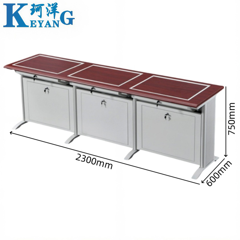珂洋 翻转电脑桌 三人胡桃色 张高清大图